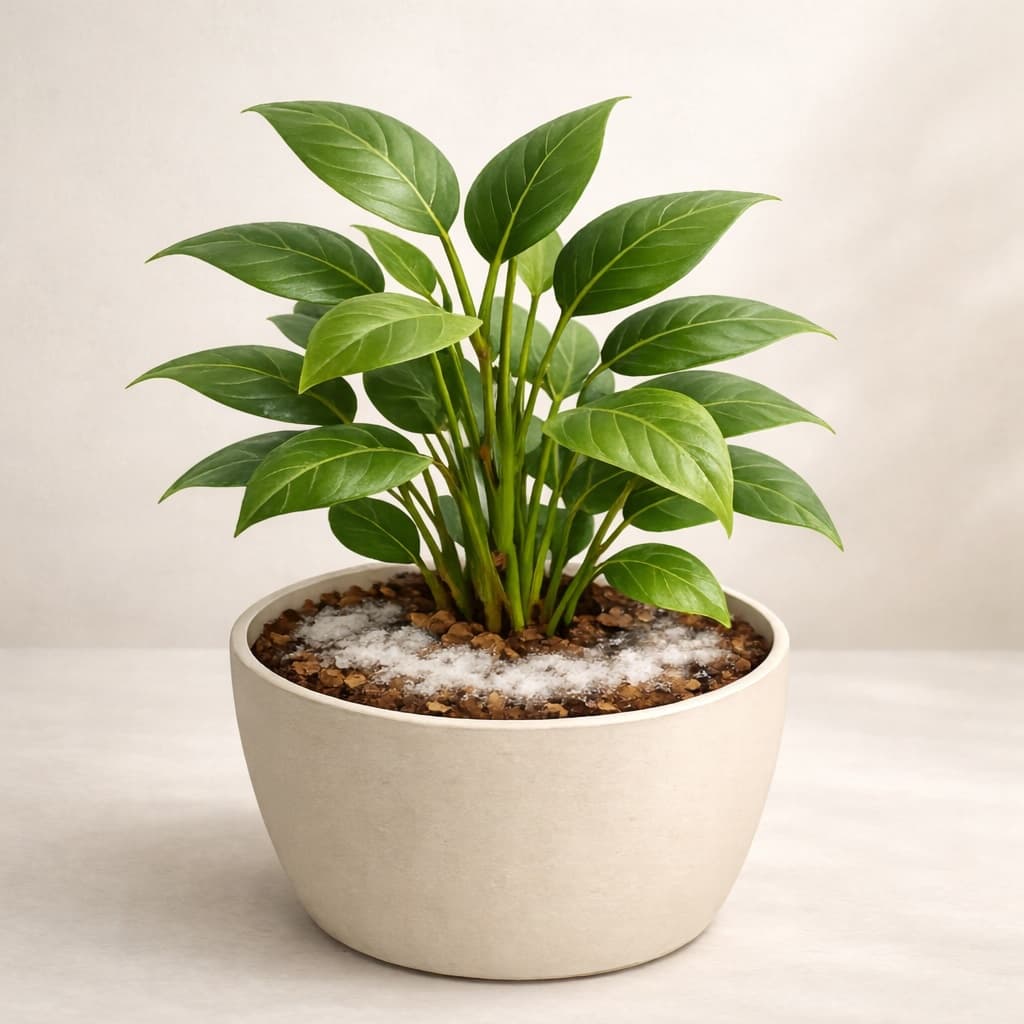 Potted plant: what to do when you see white mold on soil — Potted plant, white mold on soil